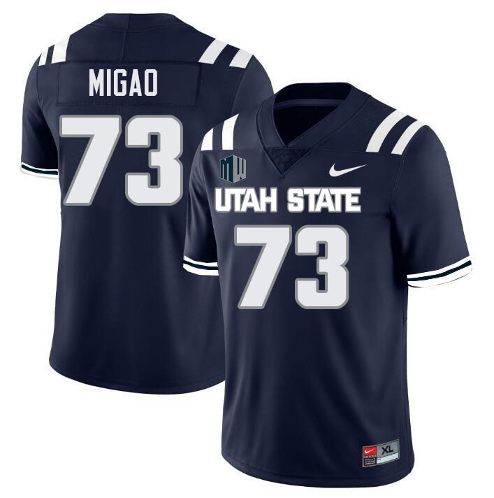 Utah State Aggies #73 Elia Migao College Football Jerseys Stitched Sale-Navy